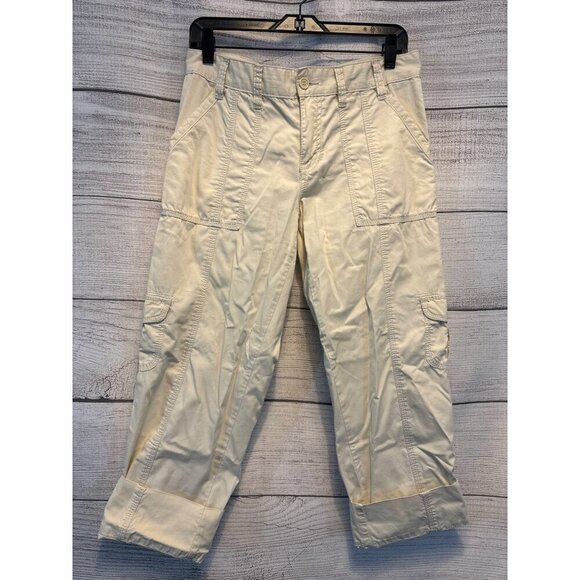 Calvin Klein Off White Cargo Cropped Pants Size 10 - Picture 1 of 4